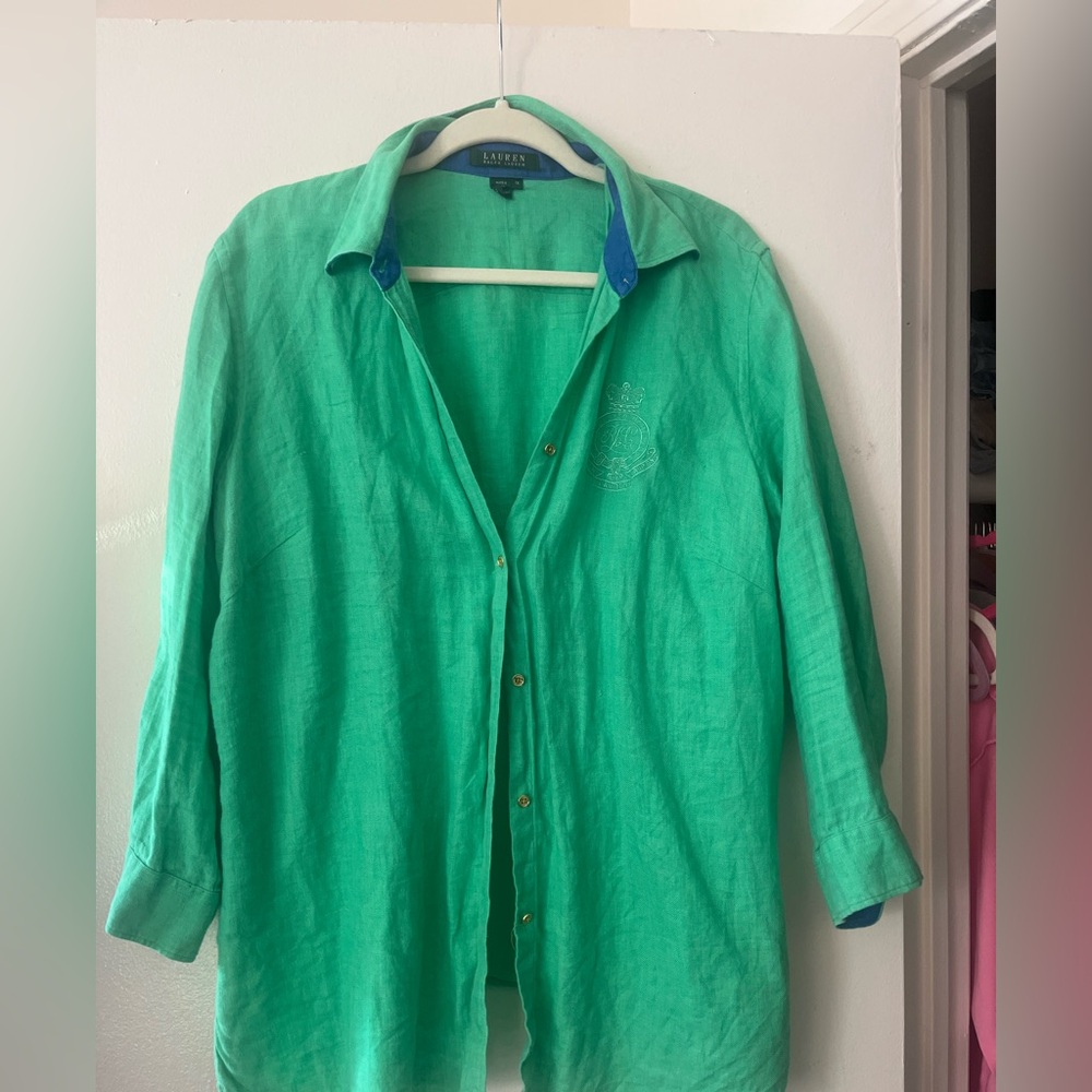 Lauren Ralph Lauren Green Button Down Shirt